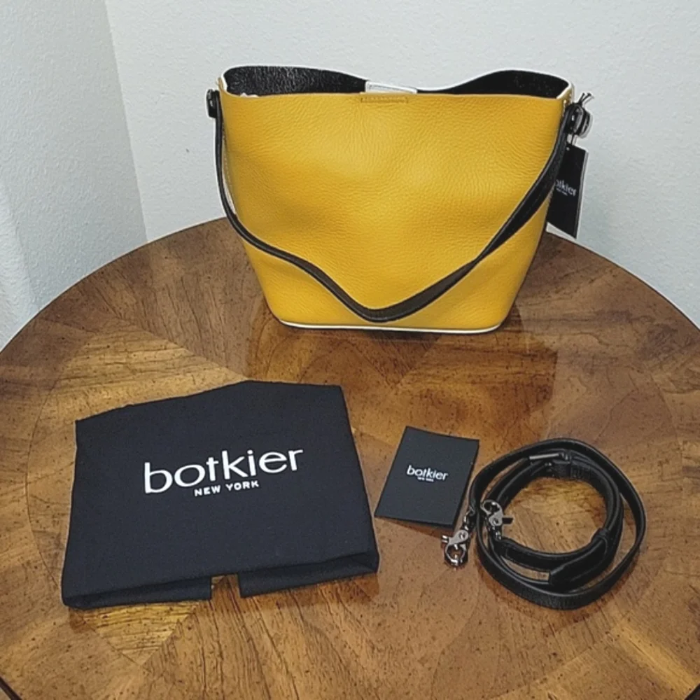 botkier Convertible Bucket Leather Bag, Turmeric Combo, NWT